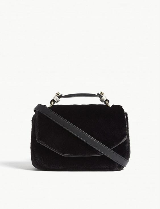 Maje Handbags - Maje Faux Fur Evening Bag Handle/Crossbody Black